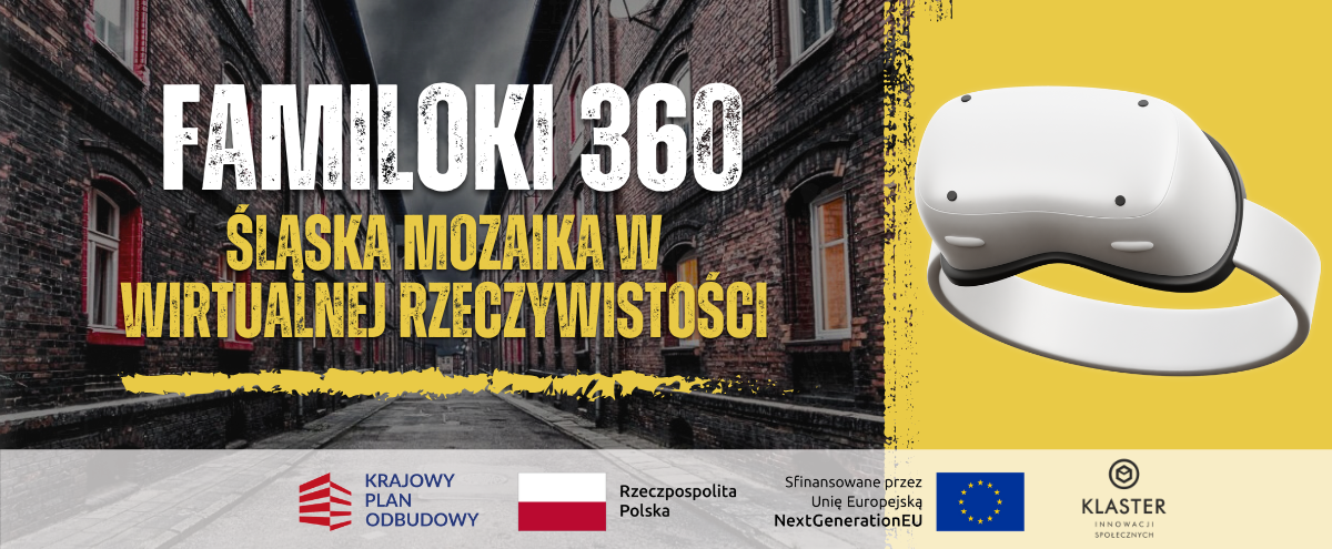 Grafika projektu FAMILOKI 360 – kolaż industrialnego dziedzictwa Śląska